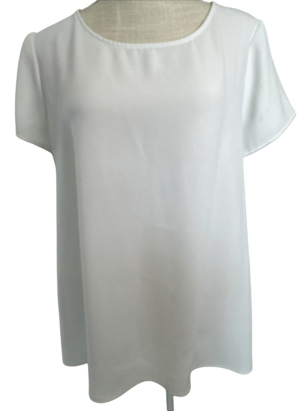 Alfani White Short Sleeve High Low Loose Top Size 12